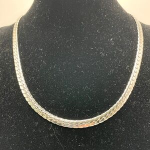 Monet Vintage Silver Tone Snake Chain Choker Necklace Unisex